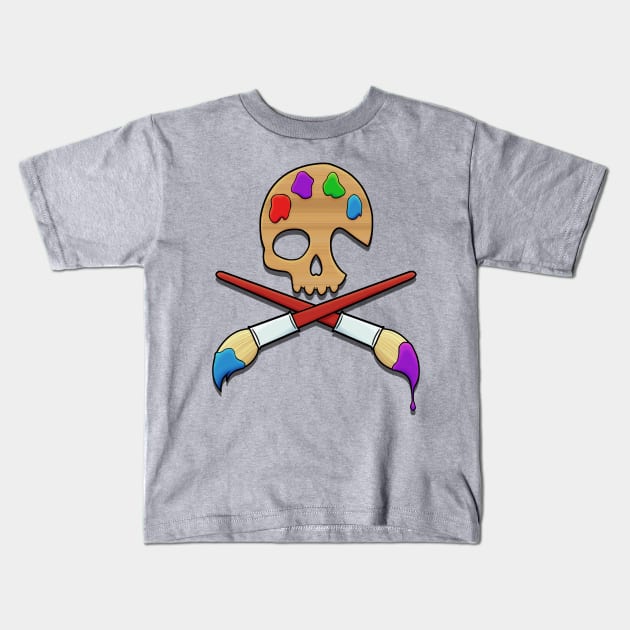 Skull and Cross Brushes Kids T-Shirt by TrevorBrenan